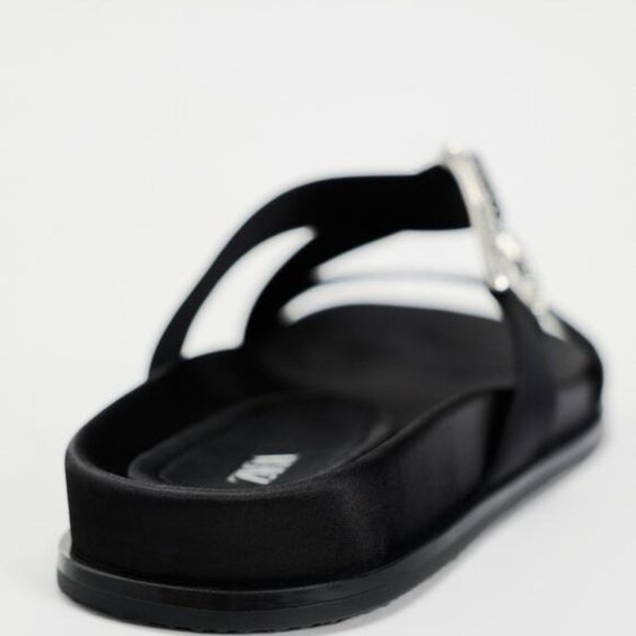 ZARA RHINESTONE EMBELLISHED FLAT SANDALS - Picture 3 of 6